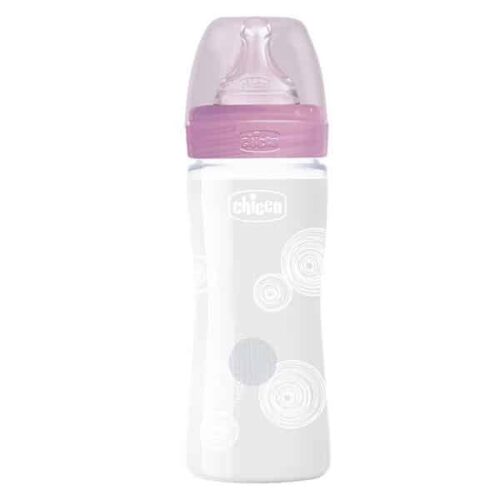 Chicco Biberon Bien-Être En Verre Débit Lent +0M Rose 240Ml