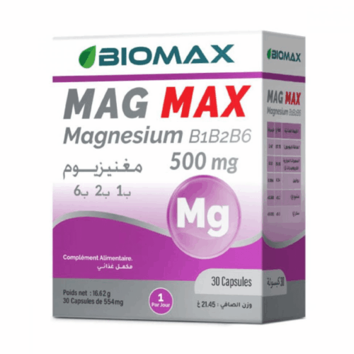 Biomax Mag Max Magnesium 500g B/30 Capsules