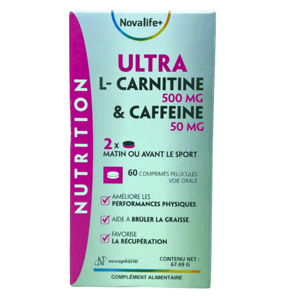 L-carnitine 500mg + Caféine 50mg (60 comprimés) NOVALIFE