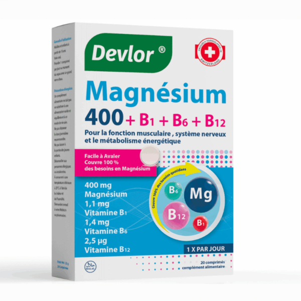 Devlor Magnesium 400mg+B1+B6+B12 Comprimés