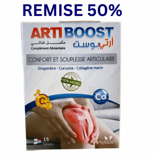 gdshrh.png ARTIBOOST (Confort et Souplesse Articulaire) Boswelia Serrata + Gingembre + Curcuma + Collagène Marin + Cuivre + Bore